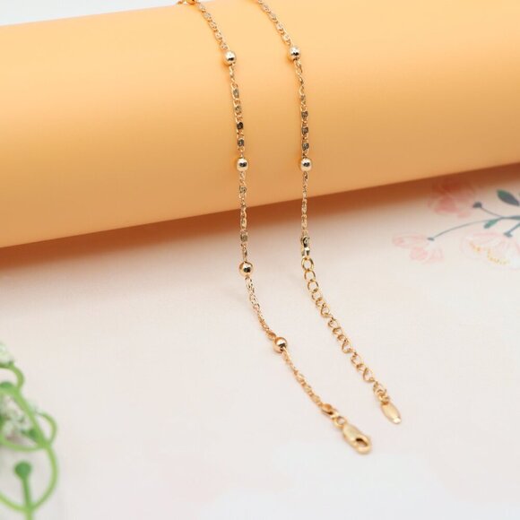 "Rose Gold Beaded Chain Necklace, XPNL0189 - Picture 11 of 12